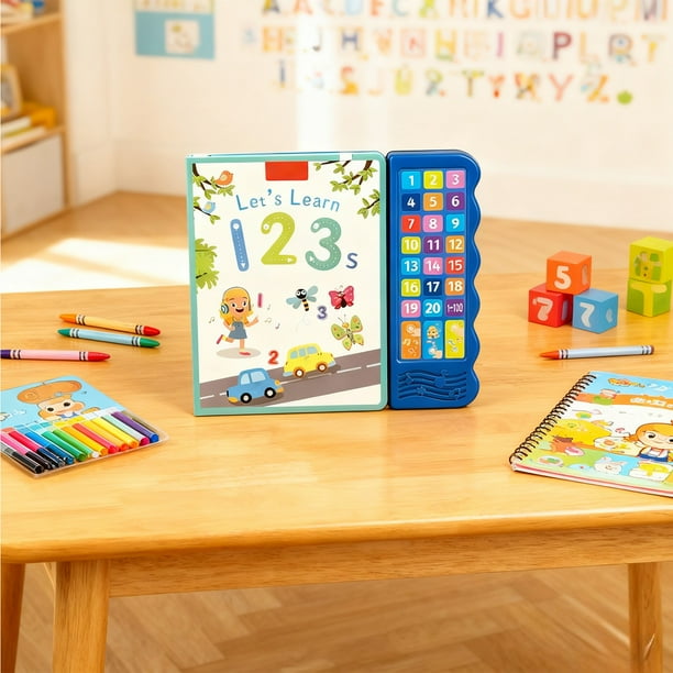 Juguete interactivo para aprender números en inglés | Audiolibro de conteo y vocabulario del 1 al 20 con botones de sonido | Lector de imágenes educativo multicolor para niños