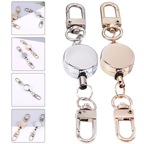 ROSENICE 2Pcs Heavy Duty Retractable Keychain Metal Secure Keys Flexible for Daily Use Outdoor Mountaineering