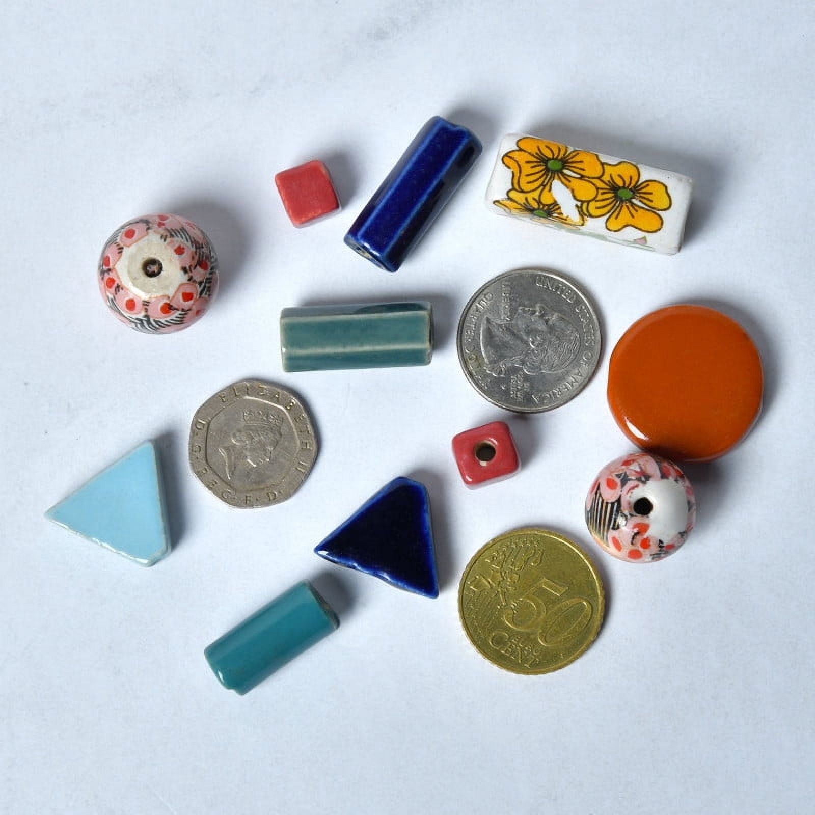 Craft Attic Ceramic Beads Assorted Colors and Shapes, 1/2 Pound Bag