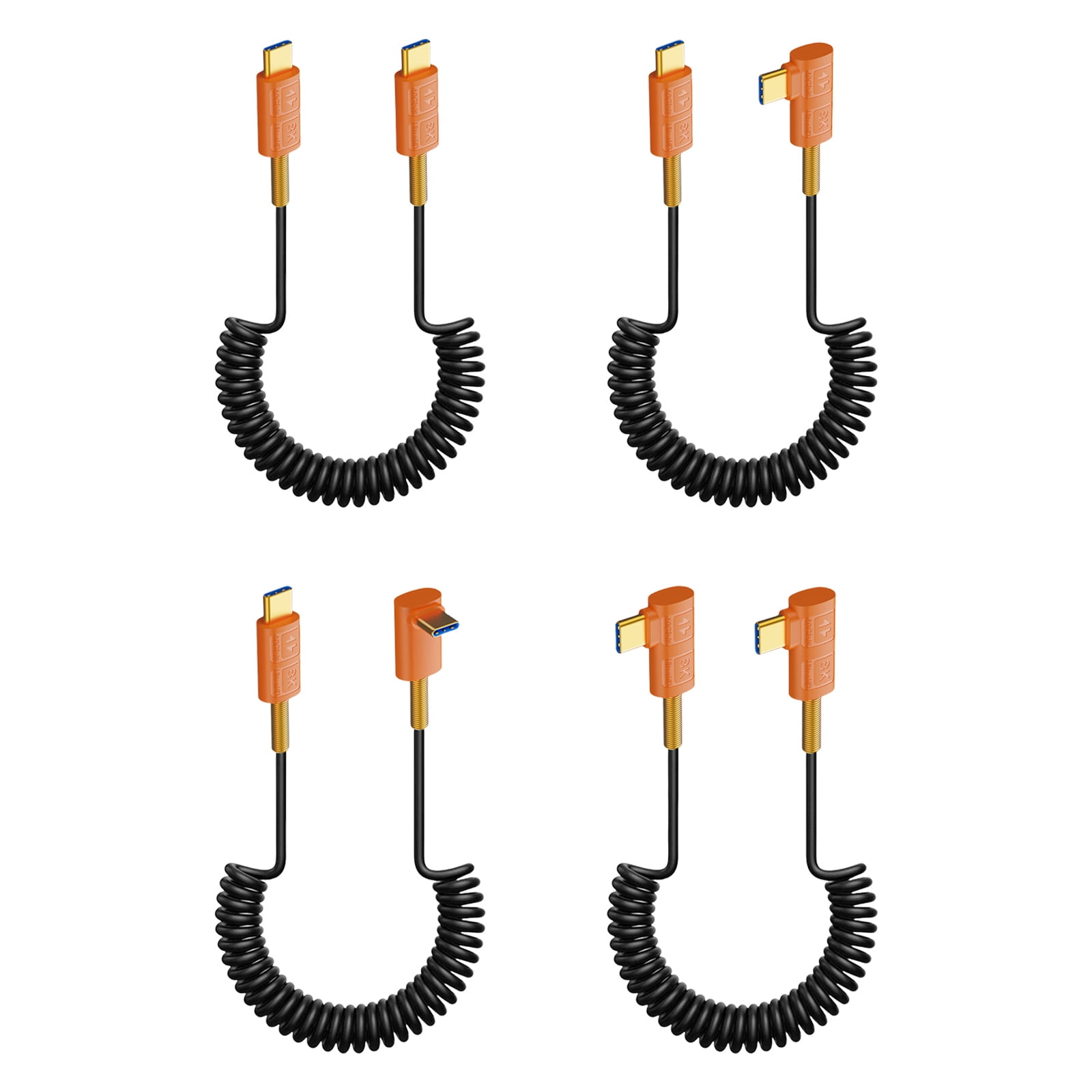 Spring Coiled Data Cable USB Type C Telescopic Charging Wire Line Adjustable Length up to 1.1m Support 240W Charging