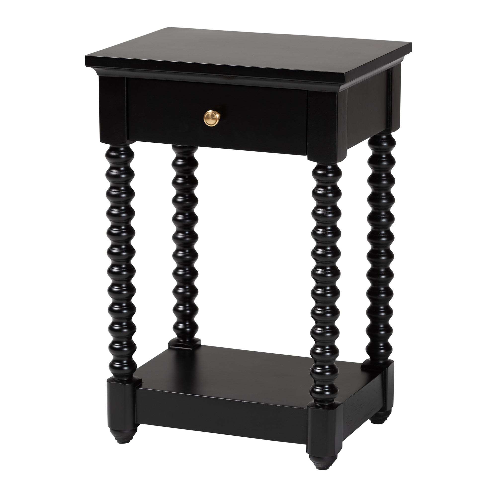 bali & pari Terentia Mid-Century Nightstand, 1-Drawer, Black