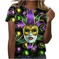 thumbnail image 2 of Pntutb T-Shirt à Col Rond à Manches Courtes Imprimé de Carnaval de Loisirs pour Femmes, 2 of 4