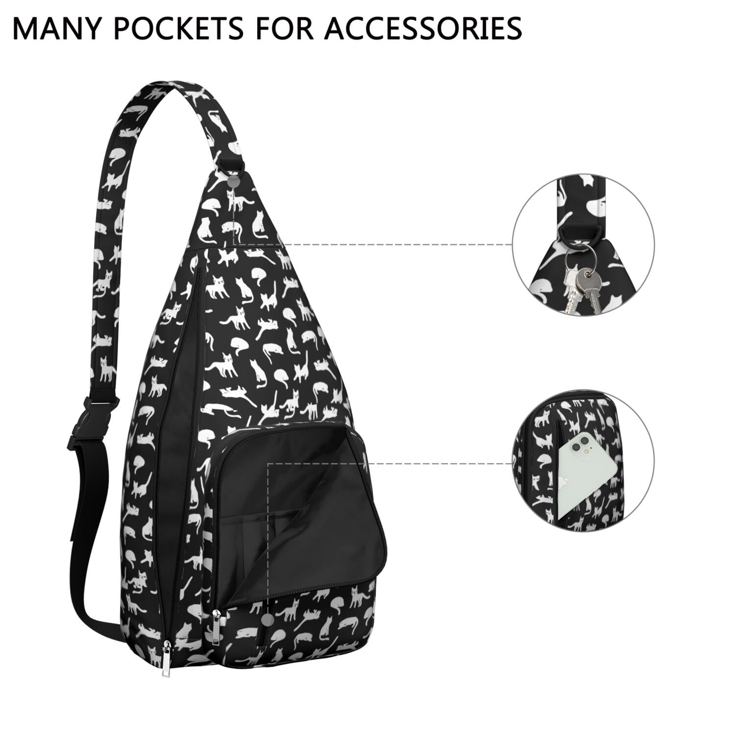Cute Cartoon Cat Sling Backpack - Funny Paw Pattern Shoulder Bag (Adorable Pet Design, Lightweight & Durable)