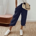 thumbnail image 2 of LEKODE Capris Pants for Women Comfortable Pants for Women Gym Clothes for Woman Wide Leg Pants Woman Plus Size Pants Beach Pants for Women Dark Blue 2XL, 2 of 8