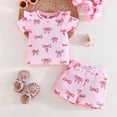 thumbnail image 2 of Gubotare Baby Girl Clothes Set Toddler Baby Girl Clothes Knit Floral Fly Sleeve Tops Shorts Cute Summer Spring Outfits Clothing Set (Pink,Size 18-24 Months), 2 of 9