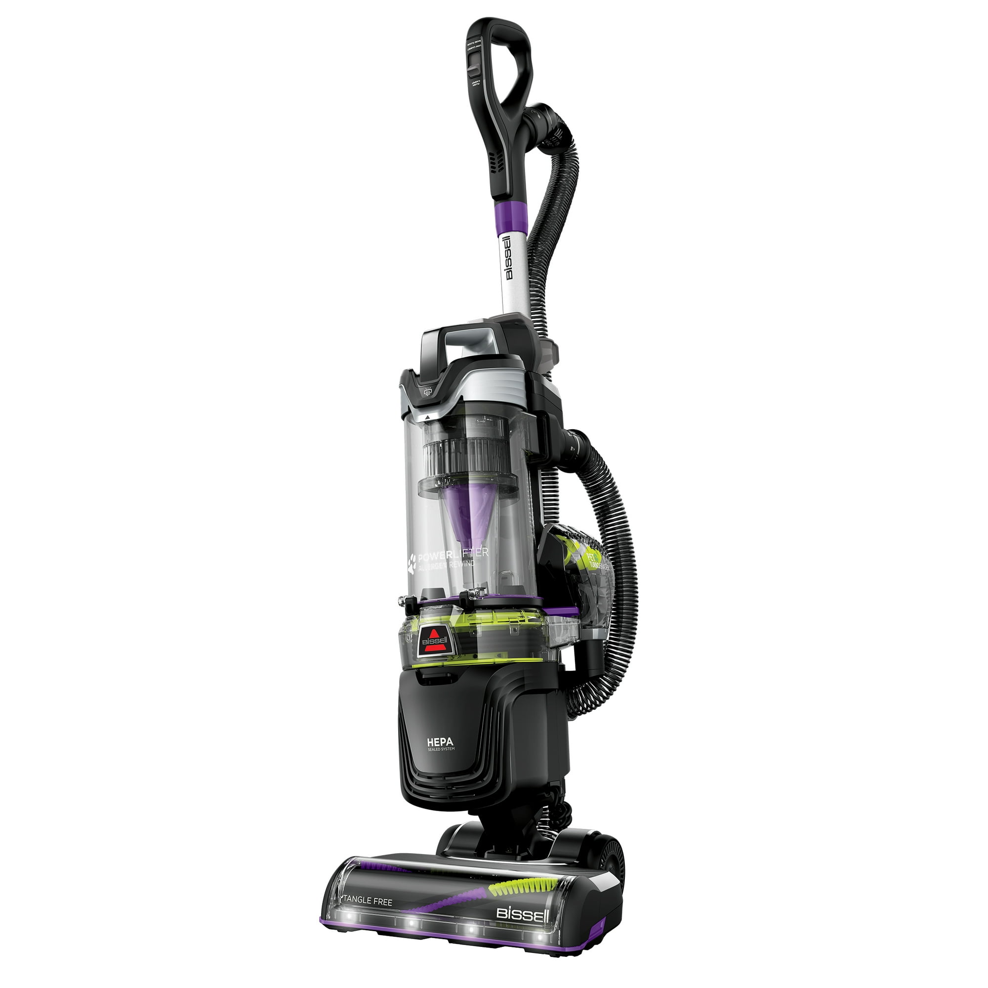 BISSELL Upright Vacuum, PowerLifter Allergen Pet Rewind, Pet Friendly , Bagless, HEPA filter, with Tangle Free Brush Roll, Swivel Steering and LED Headlights, 3404, Black