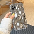 thumbnail image 5 of for iPhone 12 Pro Max Case 6.7 Inch Cute Wave Pattern Aesthetic Phone Case 3D Curly Wavy Shape Plating Glitter Bling for Women Girls Soft Bumper Silicone Shockproof Case, Cream Blue, 5 of 10
