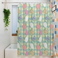 thumbnail image 3 of Easter Bunny Shower Curtain Set, Waterproof Shower Curtains for Bathroom, Colorful Eggs Spring Leaves Daisy Yellow Green Check Washable Fabric Bath Curtain for Bathtub with Hooks 66x72 Inches, 3 of 9