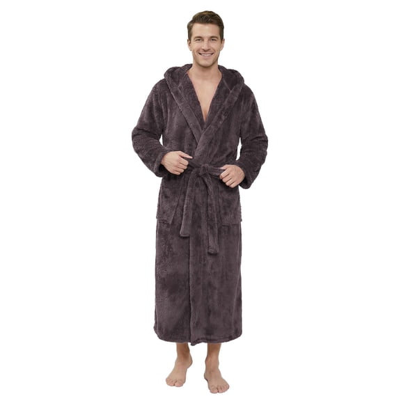 U2SKIIN Mens Robe Big and Tall with Hood,Full Length Plush Robe for Men Long Fleece Bathrobe（Dark Grey, 2XL/3XL）