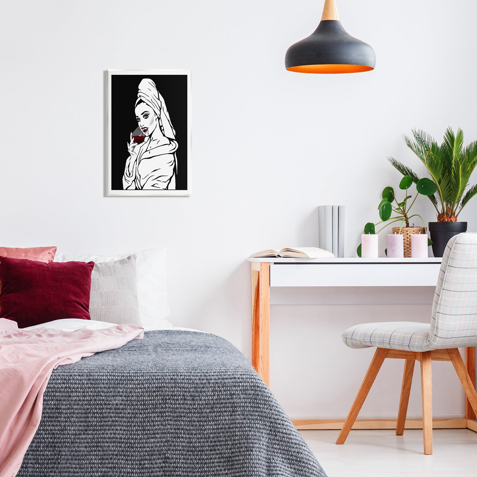 Stupell Vampire Wine Glass Glam Woman Beauty & Fashion Painting Wall Plaque Unframed Art Print Wall Art