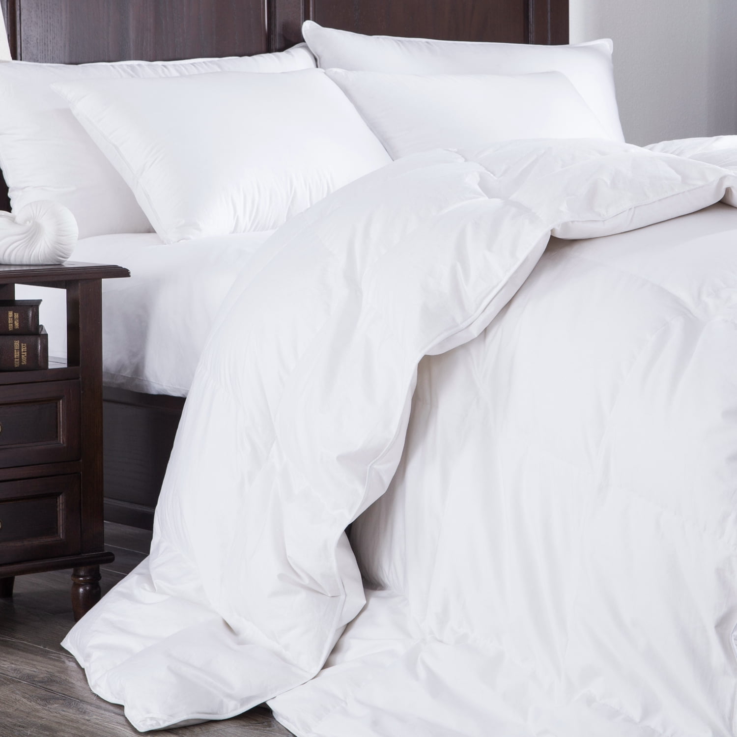 Puredown Heavy Fill White Goose Down Comforter 400 Thread Count 600 Fill Power Egyptian Cotton, Twin Size, White