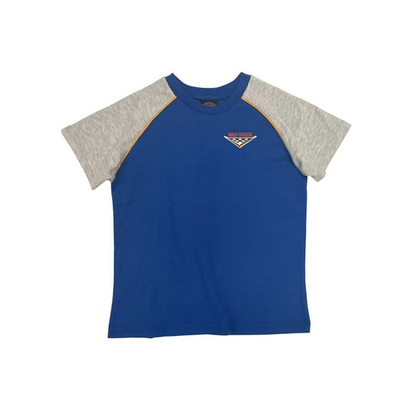 Harley-Davidson Little Boys' Colorblocked Short Sleeve Raglan Tee - Blue (4/5), Harley Davidson