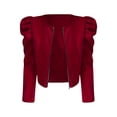 thumbnail image 4 of Liquidation de Chemises pour Femmes Chemises pour Femmes en Mélange Couleur Unie Col Rond Fermeture Éclair Veste Bouffante à Manches Longues pour Femmes, 4 of 4