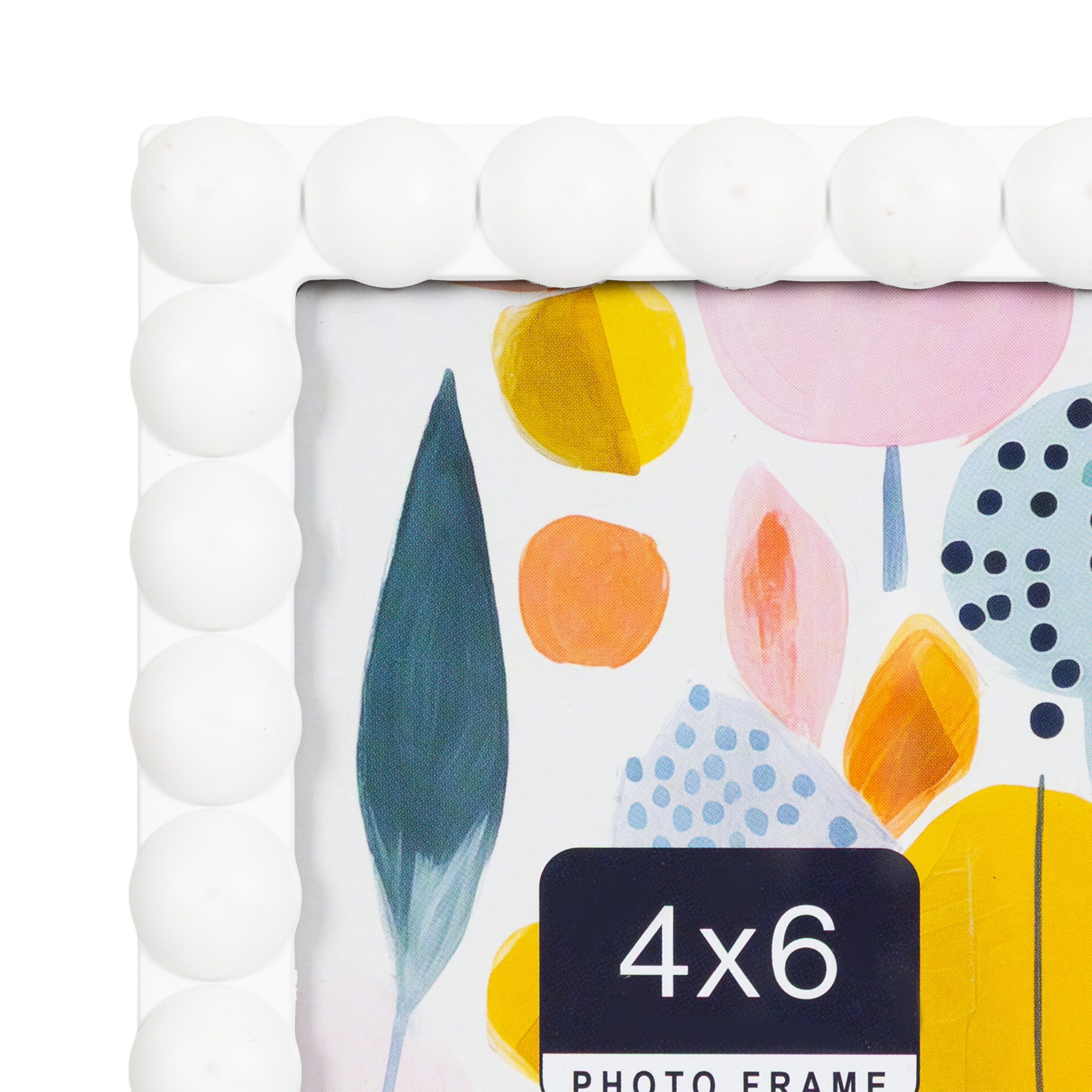 DesignOvation 4x6 Beaded Bright White Decorative Tabletop Picture Frame