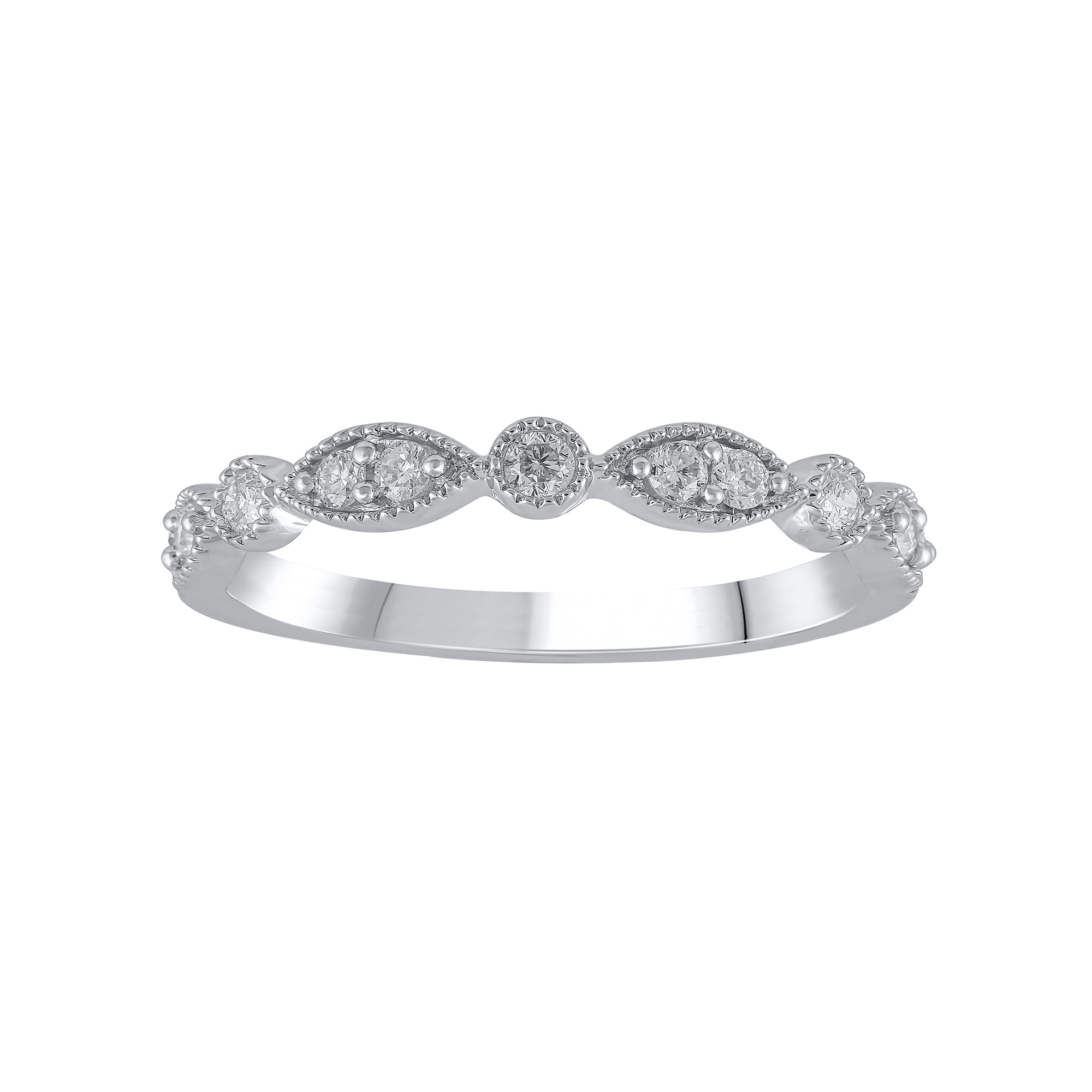 Brilliance Fine Jewelry 1/4 Carat (SI2, H-I) Lab Grown Diamond Women Wedding Band Sterling Silver