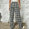 thumbnail image 4 of qolati Women's Fall Wide Leg Pants 2024 Fashion Plaid Print High Waist Straight Leg Palazzo Lounge Trousers Y2k Clothing Casual Loose Fit Cargo Sweatpants Clearance, 4 of 5