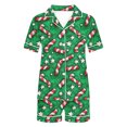 thumbnail image 6 of VBTAPA Womens Silk Satin Pajamas Set Christmas Printed Short Sleeve Sleepwear Button Down Loungewear 2 Piece Pjs Shorts Set Multicolor#26 L, 6 of 8