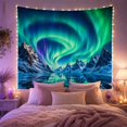 thumbnail image 2 of Framed Cute Animals with Stunning Nocturnal Aurora Borealis, Mystical Fantasy for Space Lovers, Galaxy Room Decor, Christmas Gift, Tapestry Wall Hanging for Bedroom and Dorm, 2 of 7