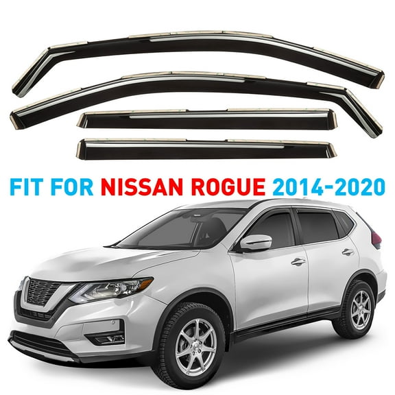 GrandWheel Co Window Deflectors Smoke Tinted In-Channel Side Window Vent Visor Deflectors Rain Guards Compatible with Rogue 2014-2020 - 4pcs. GW0095