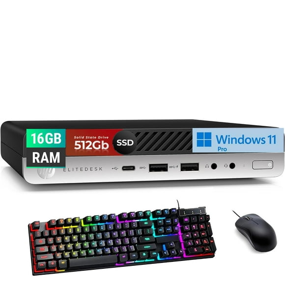 HP EliteDesk 800 G5 Mini PC de computadora para negocios, Core i5-9500T, 16 GB DDR4 RAM, 512 GB SSD, teclado y mouse, WiFi, BT, Windows 11 Pro (reacondicionado)
