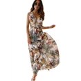 thumbnail image 3 of GORHGORH Vocation Bohemian Women Maxi Dress Floral Print Sleeveless Halter Sexy Backless Leisure Dress, 3 of 4