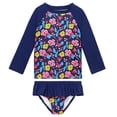 thumbnail image 2 of Zando Baby Girls Swimsuits 2 Piece Long Sleeve Rash Guard Set with Ruffle Cute Bathing Suits for Toddler UPF 50+ Sun Protection Quick Dry 3-8 Years, 2 of 7