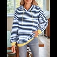 thumbnail image 4 of Sudadera con Capucha A Rayas para Mujer, Estilo Adolescente, para Otoño. Azul Real S, 4 of 10