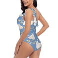 thumbnail image 6 of Daiia Funny Chicken Women's One Piece Swimsuits Personalized One Shoulder Swimwear Asymmetric Ruffle Bathing Suits-Medium, 6 of 8