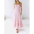 thumbnail image 4 of Jaimenalin Women'S Halter Tie Back Sleeveless Tiered Smocked Maxi Dress Pink S, 4 of 7