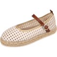 thumbnail image 2 of Samdudou Womens Flats Shoes Closed Toe Mary Jane Slip On Espadrilles Hollow Out Mesh Upper with Adjustable Buckle Strap Lightweight Walking Footwear Casual Summer, 2 of 6