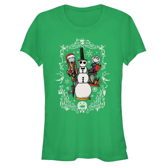 Juniors The Nightmare Before Christmas Sally and Snowman Jack T Shirt