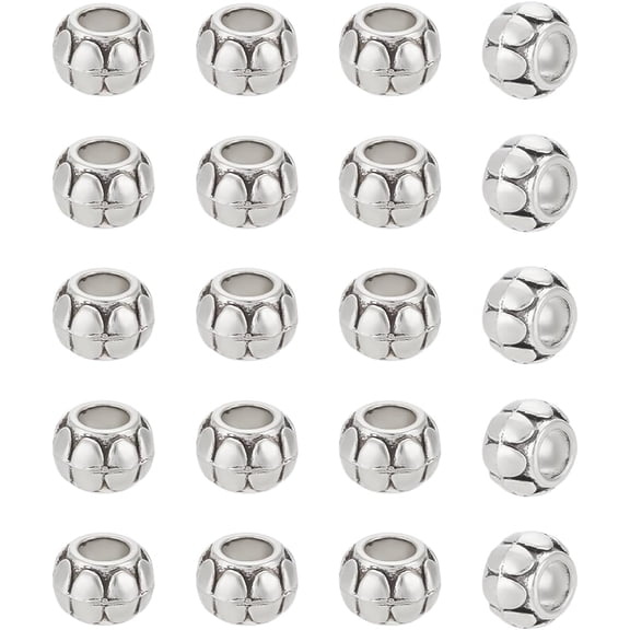 20Pcs Antique Silver Tibetan Style Alloy European Spacer Charms 10x7mm Flat Round Large Hole Spacer Charms Rondelle Spacer Loose Charms with 5mm Hole for Jewelry Making Necklace DIY Craft Supplies