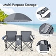 thumbnail image 6 of Aimee Lii Portable Folding Picnic Double Chair With Umbrella, Outdoor Portable Furniture for Camping, Traveling, Hiking-Gray, 6 of 10