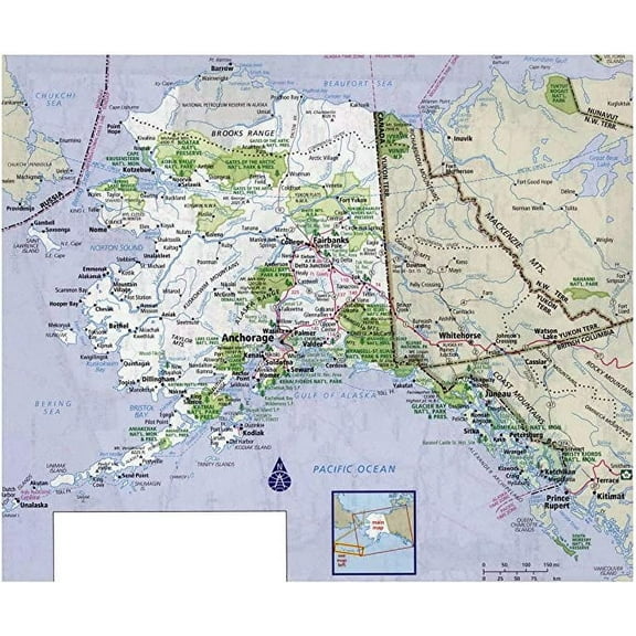 Iconic Arts Laminated 28x24 High Quality Poster: Road Map Of Alaska Adriftskateshop