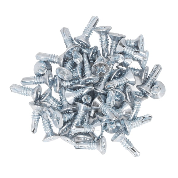 Lot de 50 vis auto-perceuses en acier au carbone galvanisé résistant à la corrosion pour le bureau (cheveux courts)