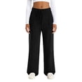 thumbnail image 2 of zaveiop Womens Ribbed Wide Leg Lounge Pants with Pockets Casual Relaxed Comfy Loose Soft Knit Pajama Pants with Drawstring (Black, XXL), 2 of 8