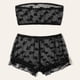 thumbnail image 2 of Gibobby Conjunto de lencería de encaje Día de San Valentín Día de San Valentín Pijama con tanga con volantes, conjunto de tubo con patrón, pantalones cortos con adornos p(Negro, M), 2 of 5