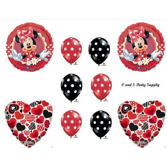 C & S Party Supply Mad About Minnie Mouse Multi-Color Polka Dot Party Balloons, 10 Count