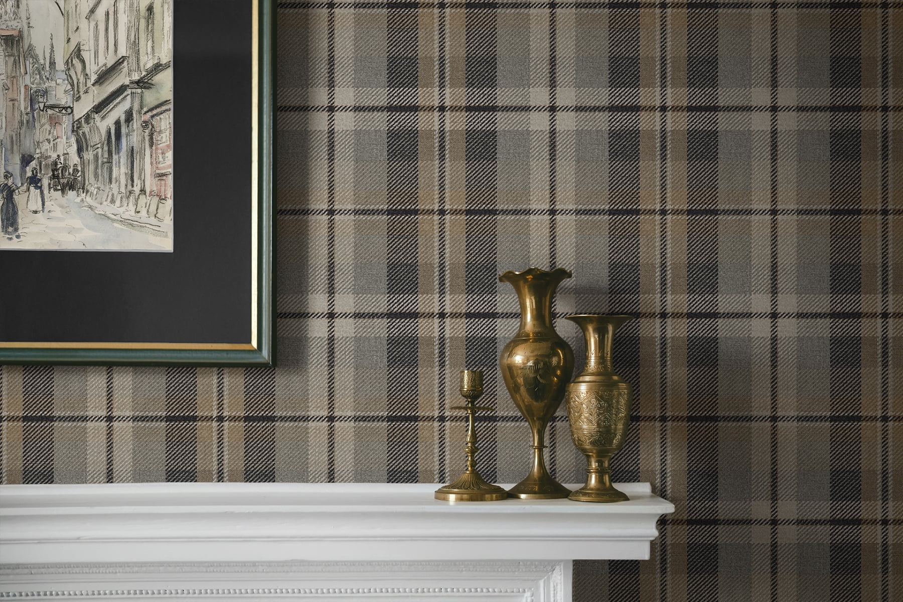 Harry & Grace Cliffside Thornbury Tailored Plaid Peel and Stick Wallpaper - 20.5 in. W x 18 ft. L Roll
