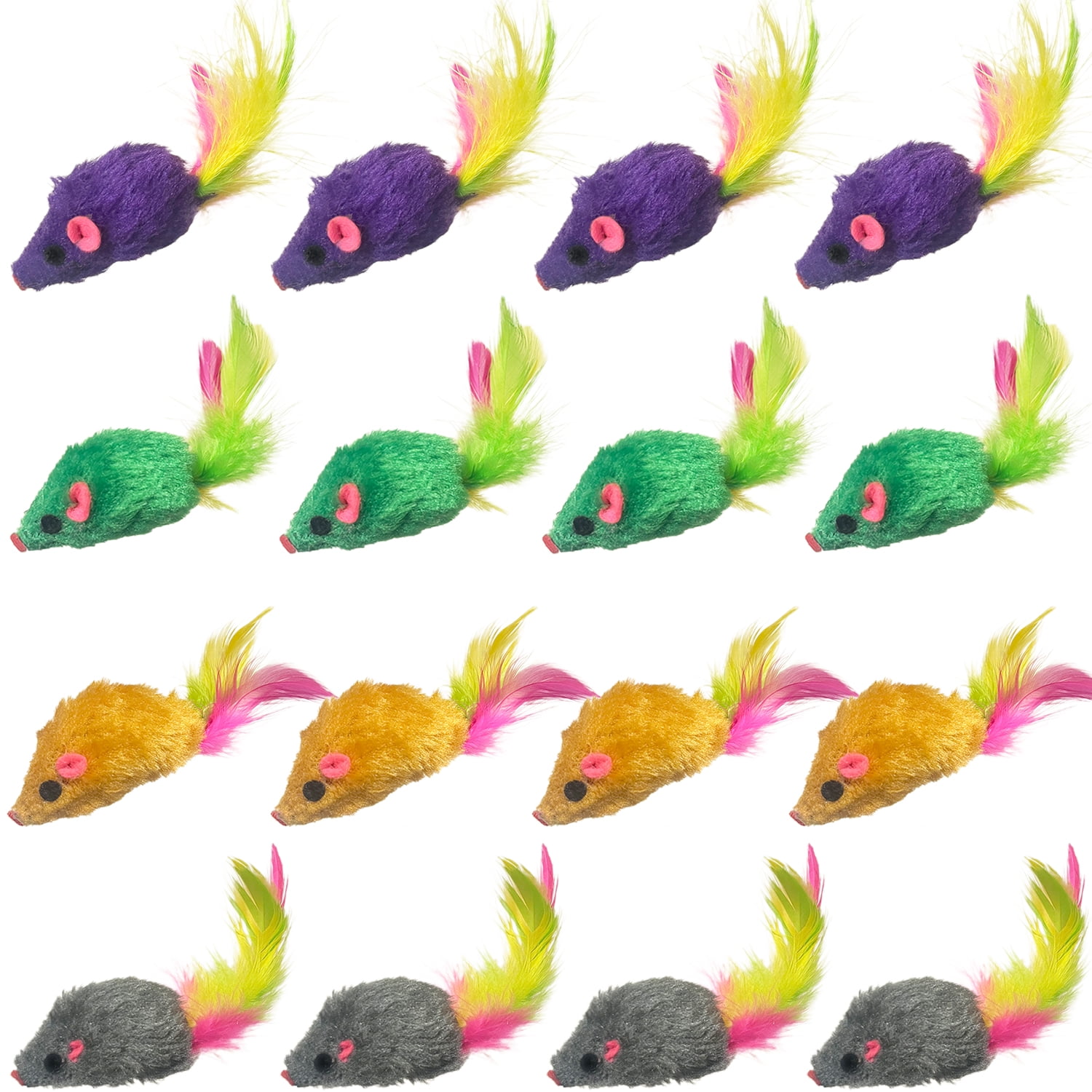 Funny Cat Toy Furry Mice Rattling Toy for Kittens Squeaky Cat Mouse