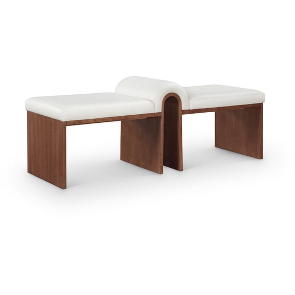 Meridian Furniture Delphine Cream Vegan Leather Upholstered Bench