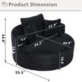 thumbnail image 2 of 55" Chaise Lounge Chair Indoor, Corduroy Upholstered Boneless Sofa Bed, Deep Seat Sleeper Sofa Reading Chairs, Fluffy Round Cloud Couch, No Assembly Required, Black, 2 of 8