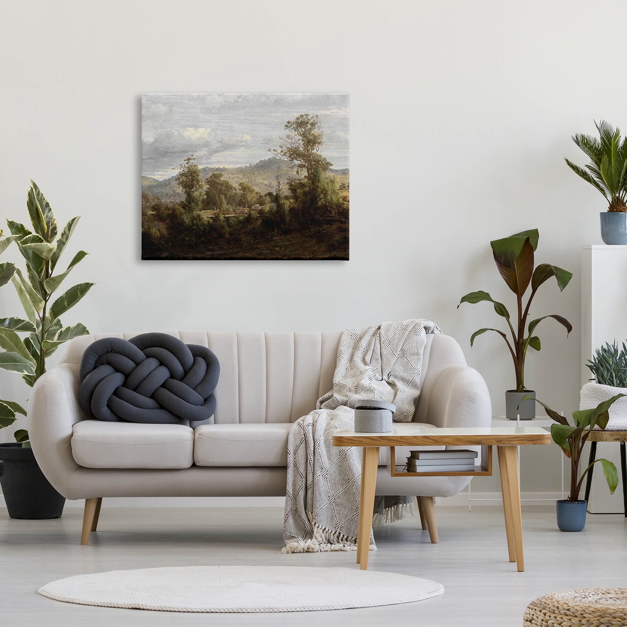 Classic Nature Woodland View Landscape Painting Gallery Wrapped Canvas Print Wall Art