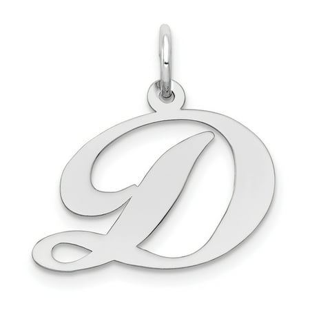 Diamond2Deal 14k White Gold Medium Script Letter D Initial Pendant for Women(L- 15.5 mm, W- 19.09 mm)