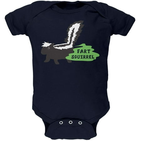 Fart Squirrel Skunk Navy Soft Baby One Piece