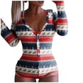 thumbnail image 1 of Pijama de una pieza con solapa para mujer, estampado navideño, ropa de dormir Sexy con solapa en el trasero, peleles con cuello de botón bonito, mono para dormir Fridja hfkajh102737, 1 of 8