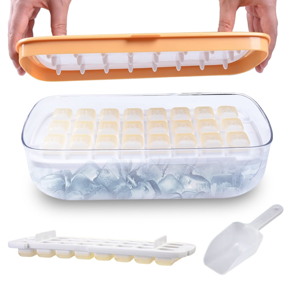 Ice Cub Trays with Lid and Bin and Scoop, Silicone 48 Nuggets