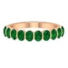 2.25 CT Bar Set Created Emerald Half Eternity Ring, 14K Rose Gold, US 5.50