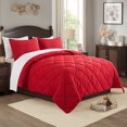 thumbnail image 2 of JML Twin Size Comforter Set 2-Piece - 480GSM Creased Texture Square Design, Burgundy, 2 of 5
