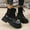 #025-Black, variant on Women's Fashion Casual Ankle Boots – Autumn Winter Fleece-Lined with Side Zipper & Lace-Up Design, Thick Sole and Chunky Low Heel for Stylish Daily Wear